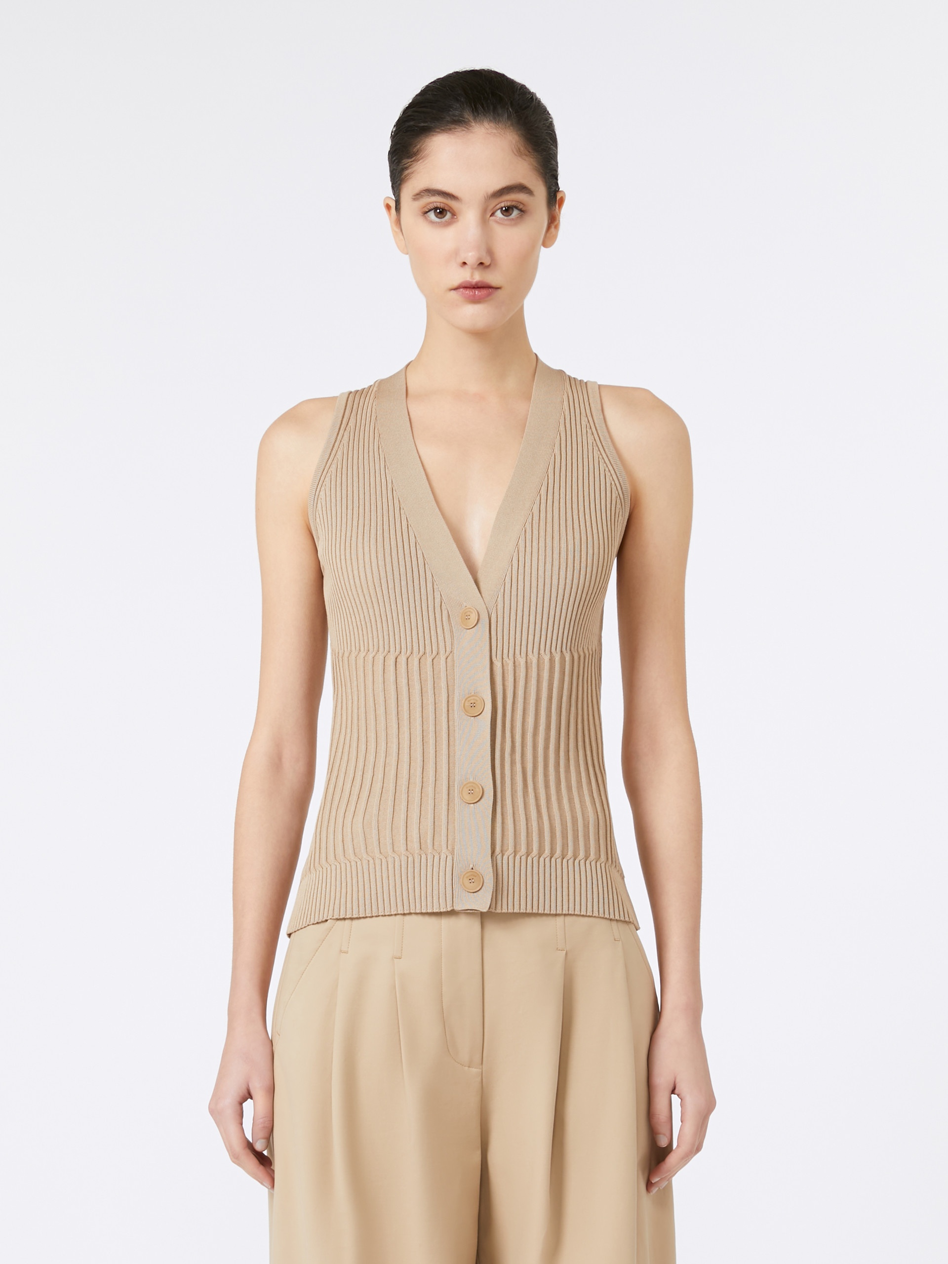 BIMBA Cotton yarn and viscose crepe gilet - 3