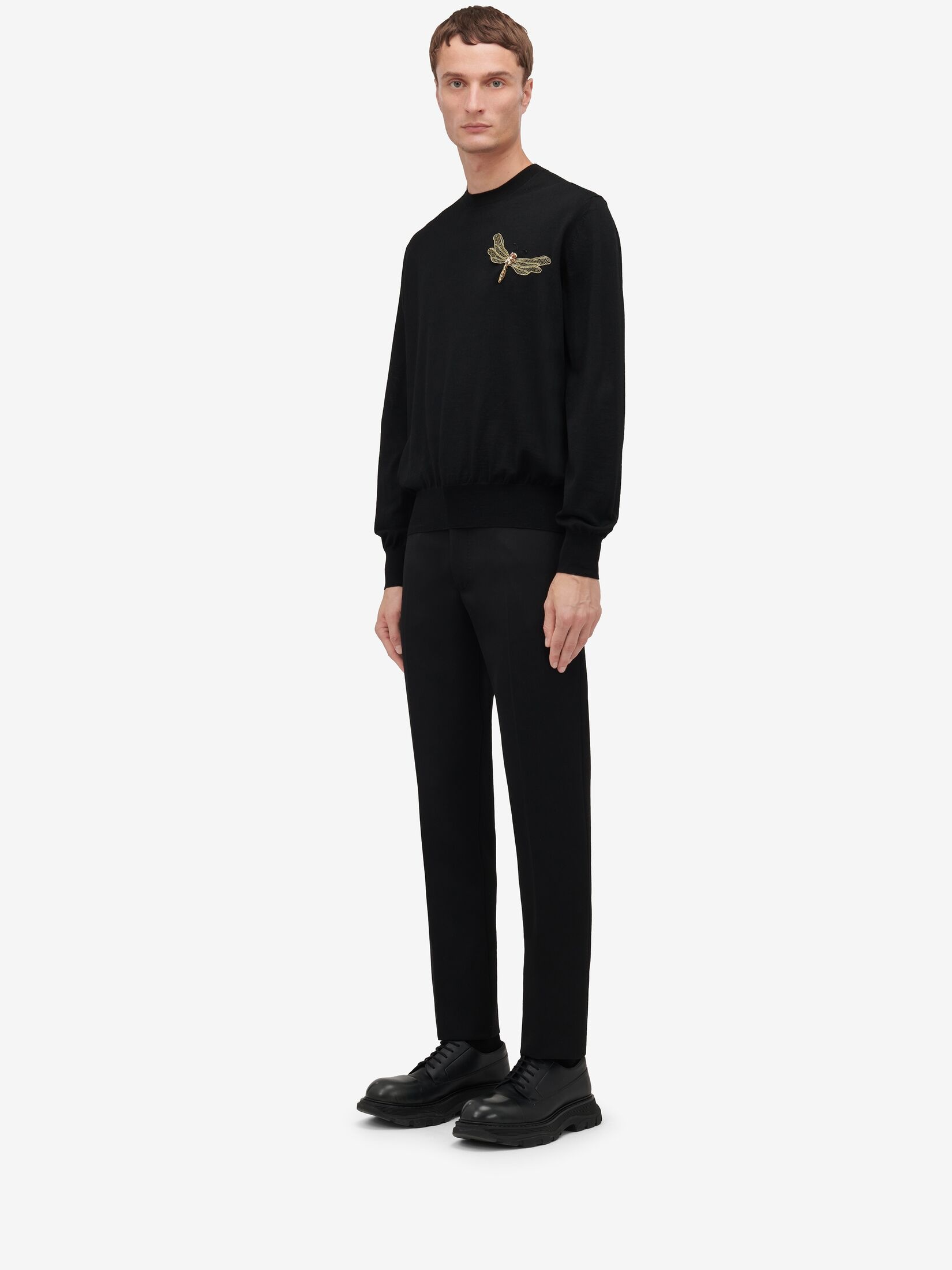 Men's Dragonfly Applique Jumper in Black/ Gold - 3