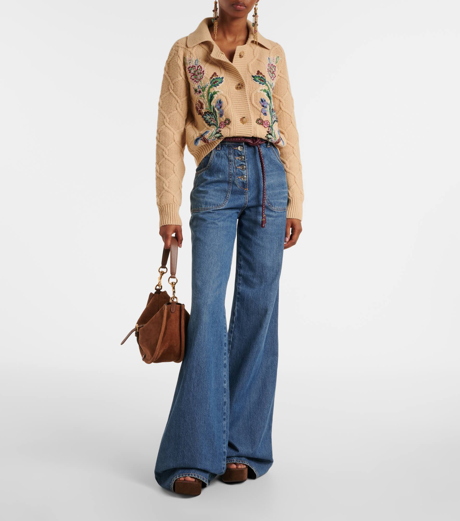 Embroidered wool and cashmere cardigan - 2