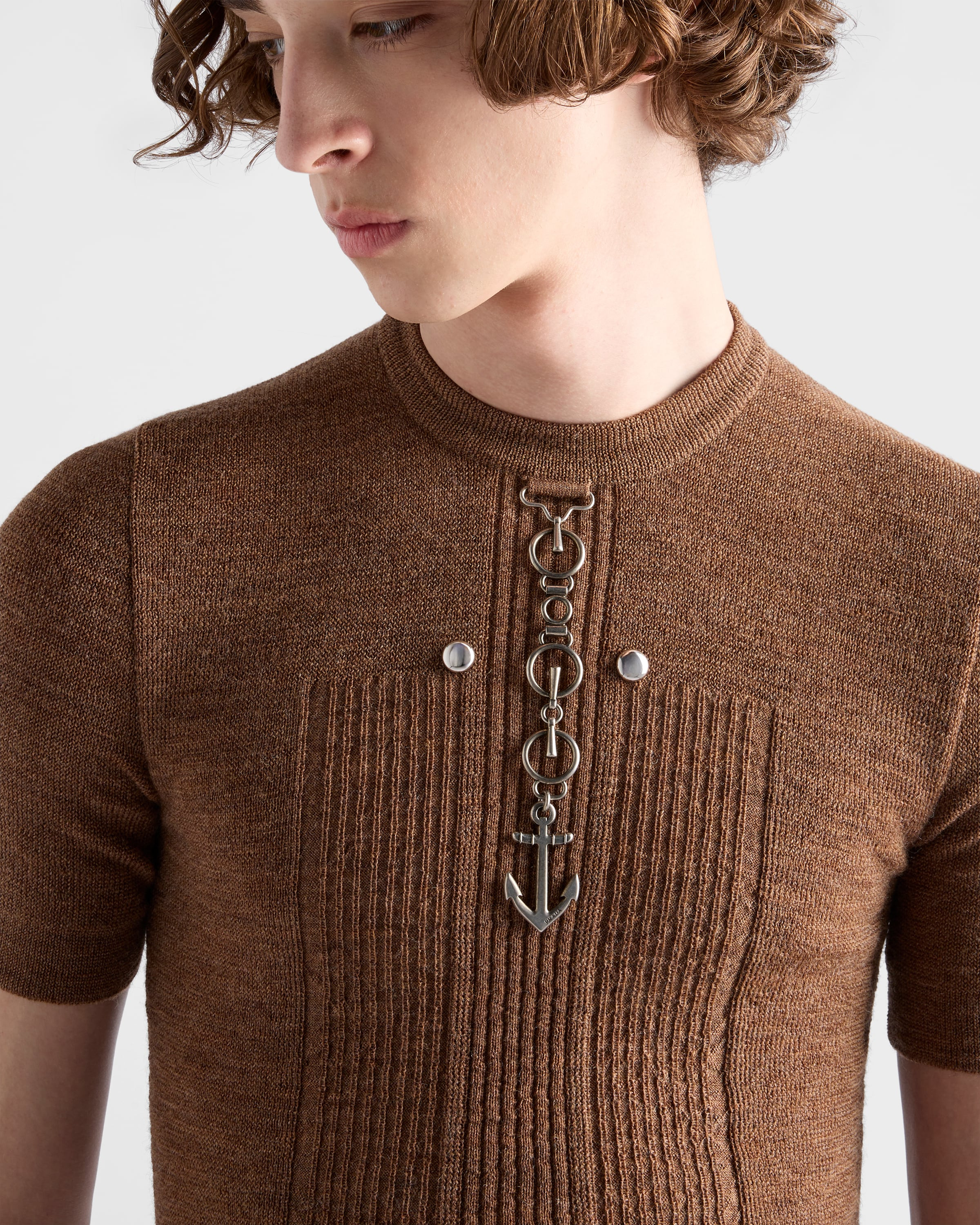 Wool crew-neck sweater with studs - 4