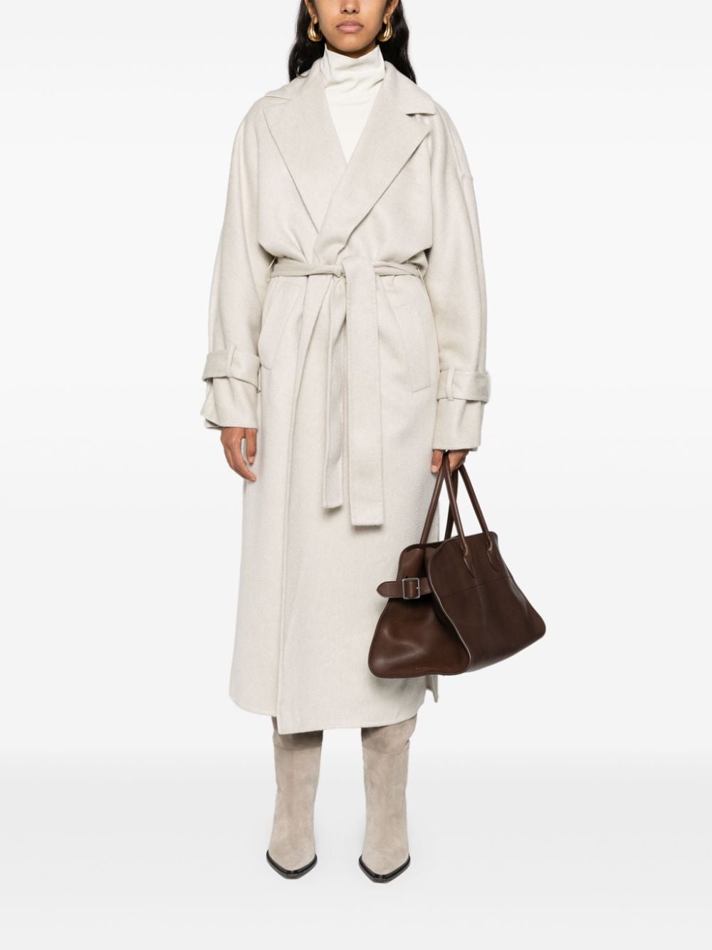 cashmere belted midi coat - 2