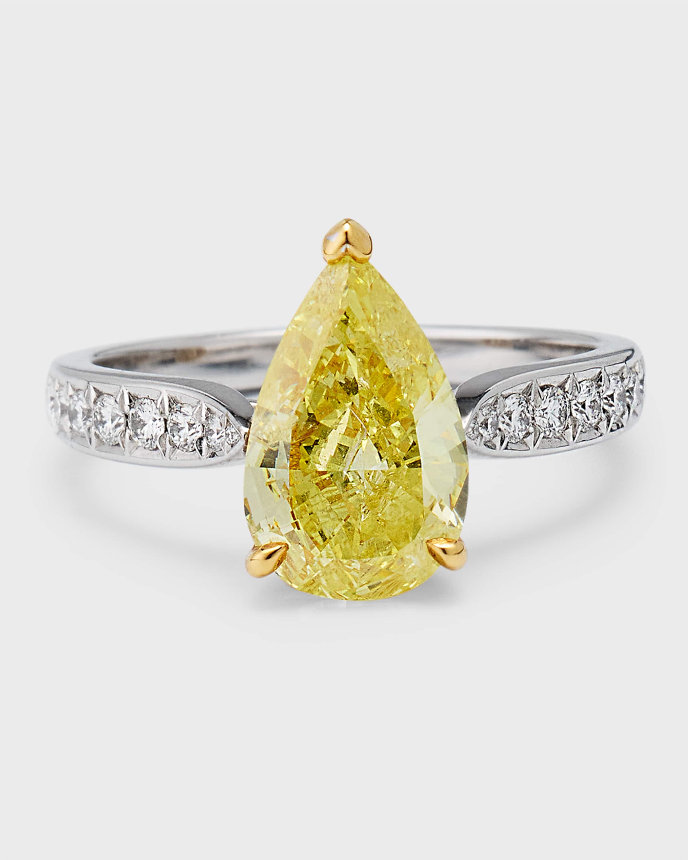 High Jewelry 18K White Gold One-of-a-Kind Yellow Diamond Solitaire Ring - 1