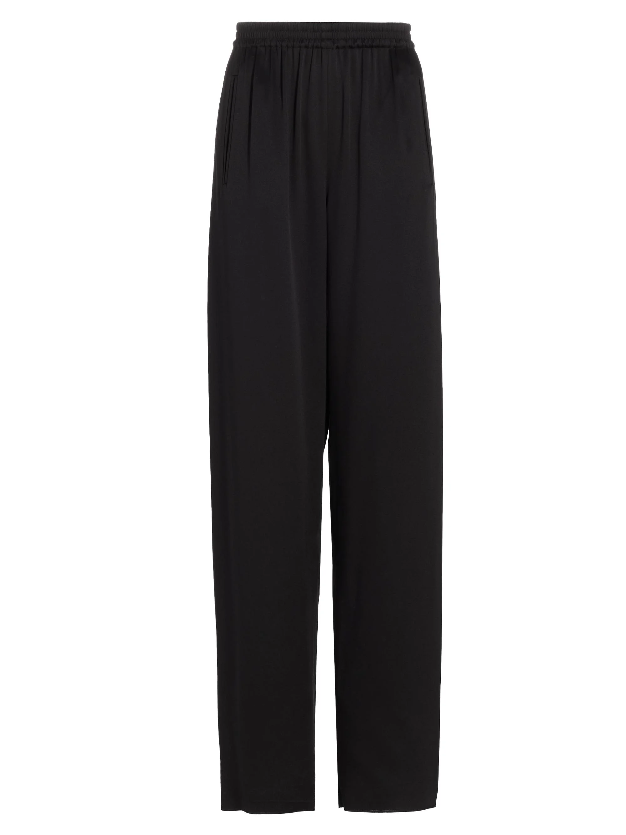Women's Pull-On Silk Trousers - Black - 1