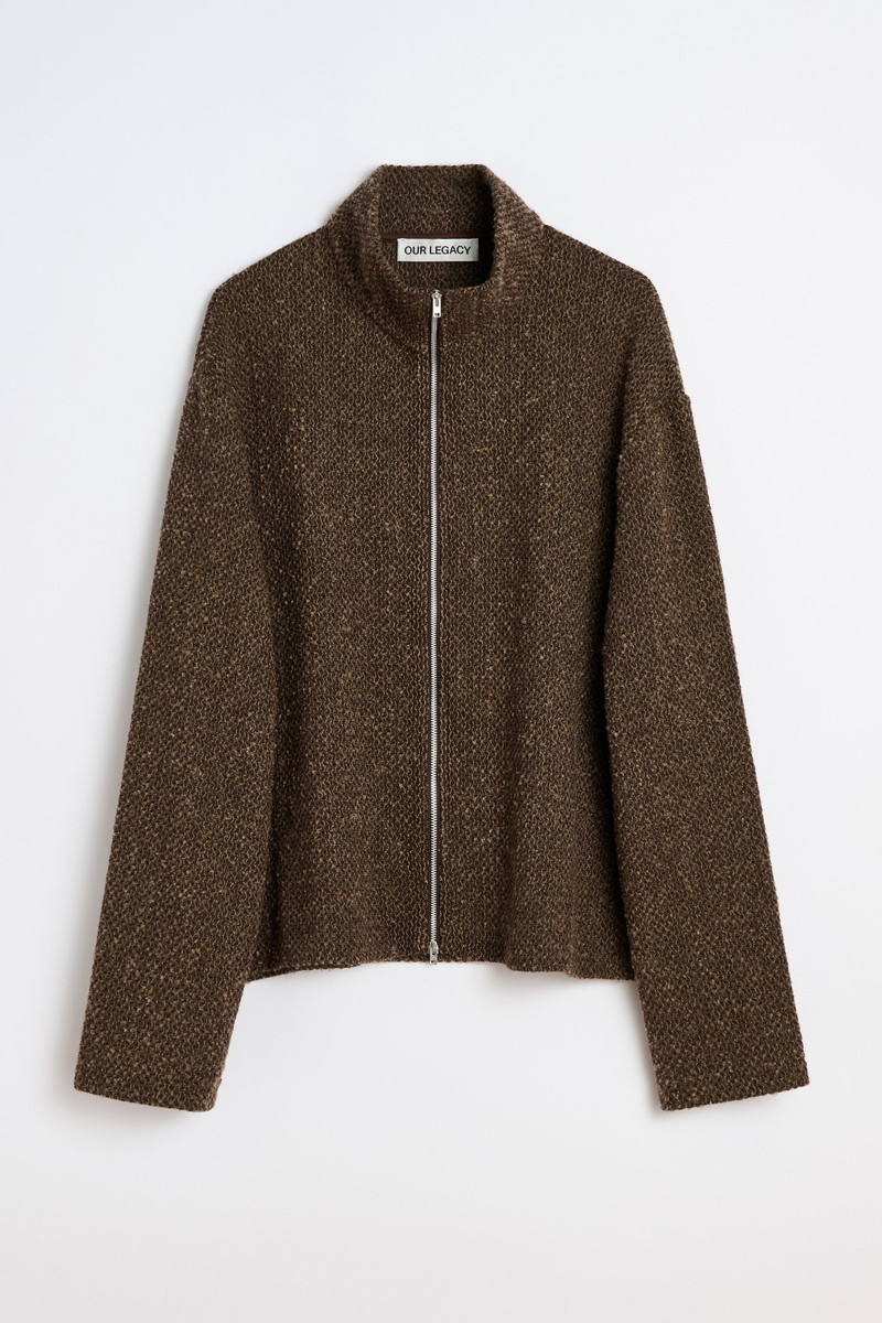 Shrunken Fullzip Polo Brown Sparse Buckle Weave 1