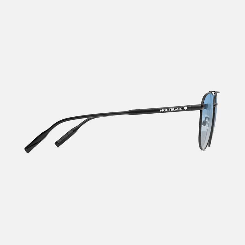 Montblanc Blue Light Protection Round Sunglasses with Black-Colored Metal Frame outlook