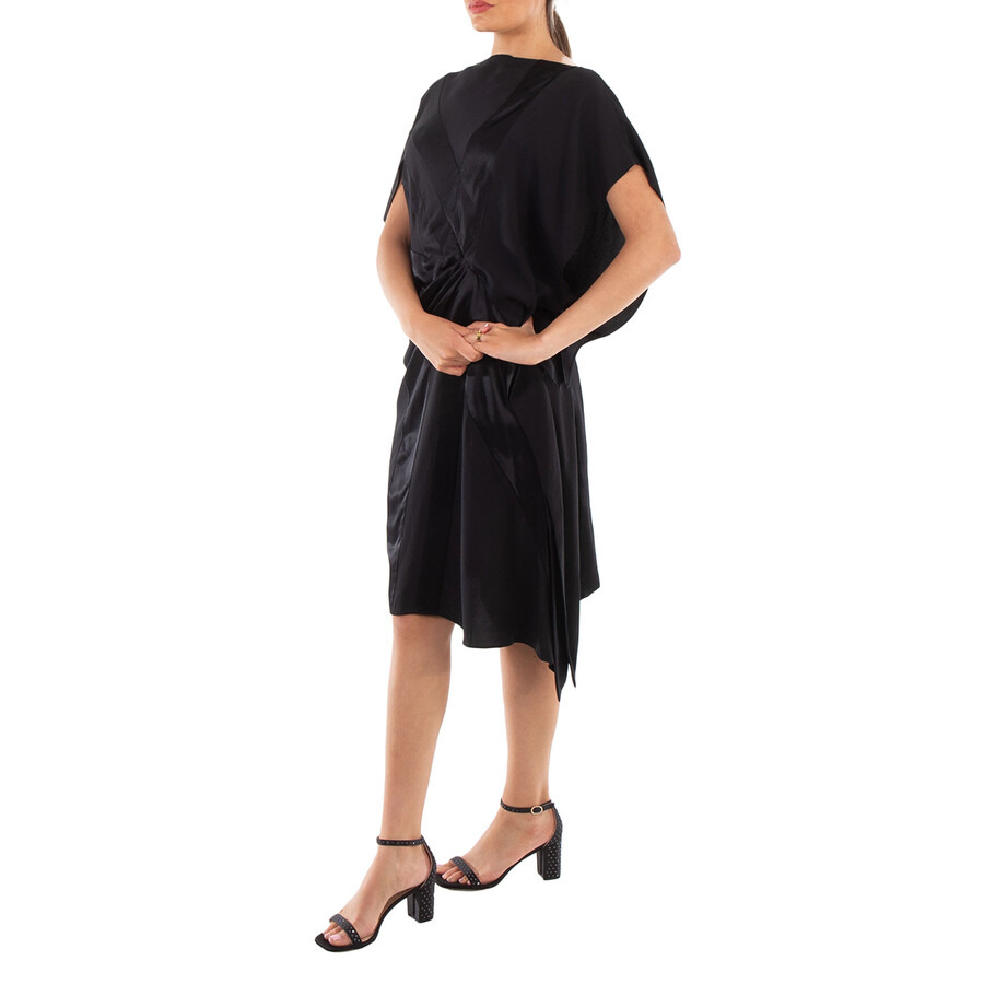 Burberry Ladies Black Flag Intarsia Asymmetrical Silk Dress - 5