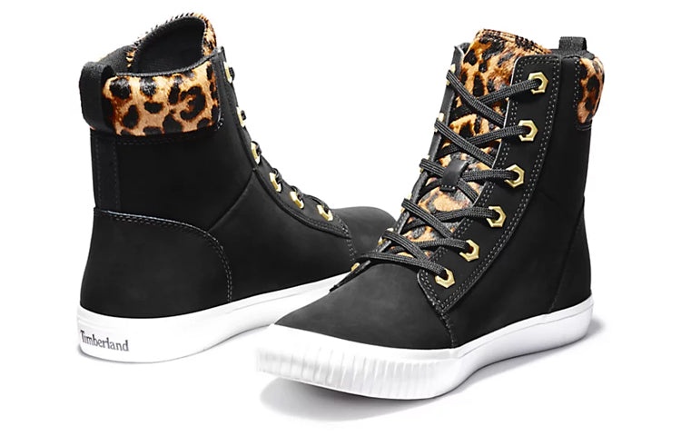 (WMNS) Timberland SKyla Bay 6 Inch Boot 'Black Nubuck wtih Cheetah Collar' A2F1P001 - 3