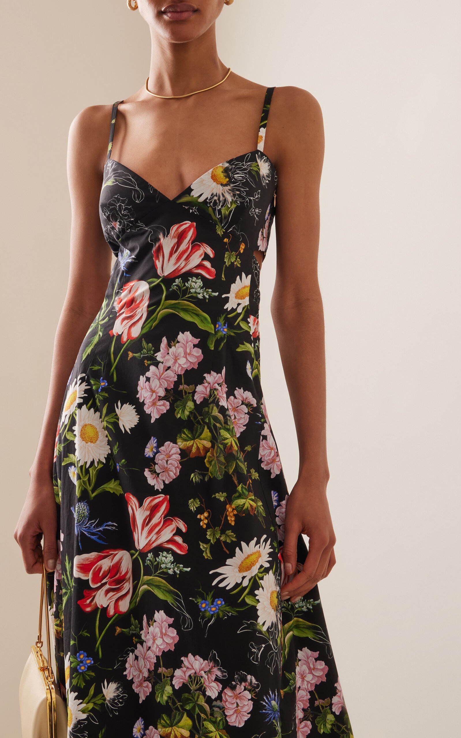 Floral-Printed Poplin Maxi Dress black - 3