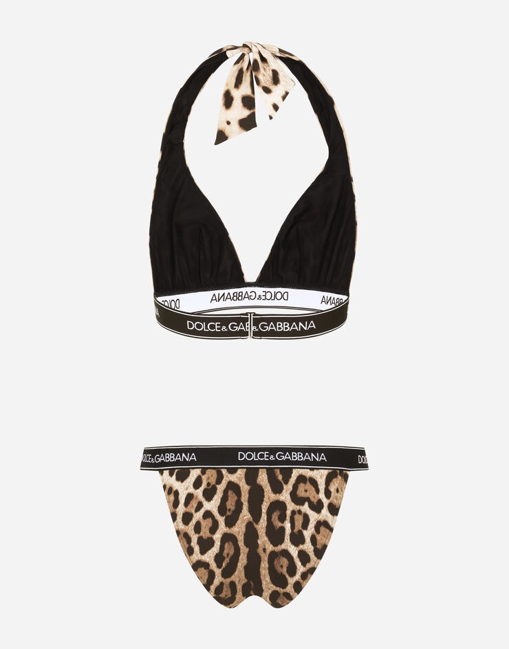 Leopard-print bikini with branded elastic - 3