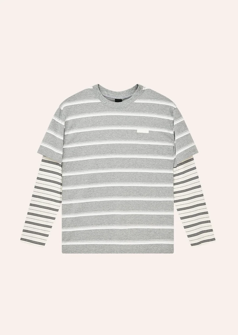 SPARK LONG SLEEVE TEE IN MID GREY MARLE - 1