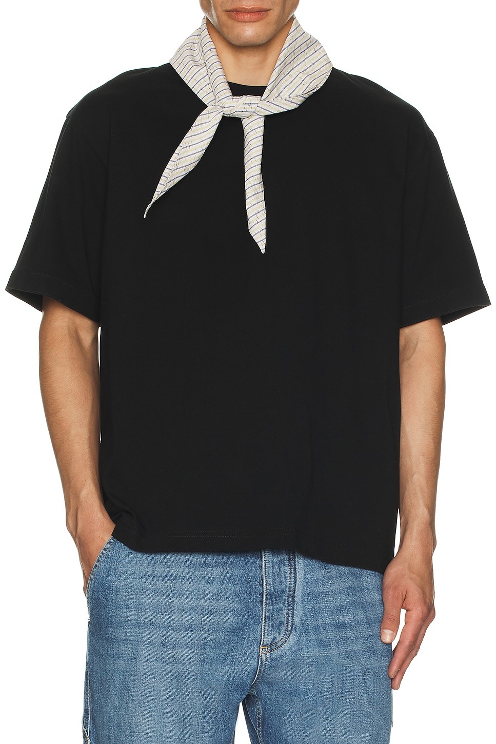 Pima Cotton Jersey Foulard Collar Tee - 3