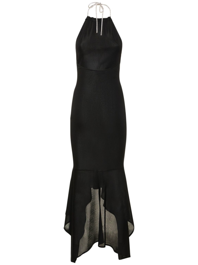 Viscose jersey long halter dress - 5