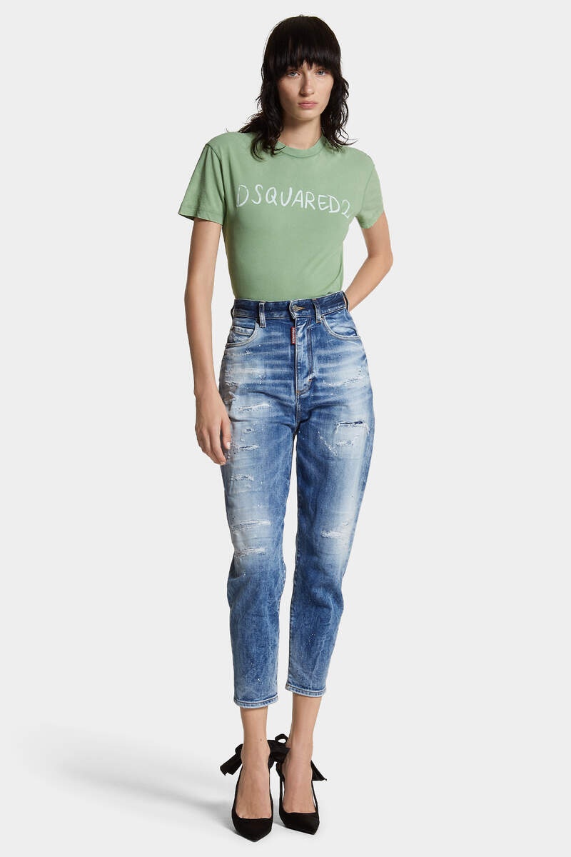 WHITE FADE JUST RIGHT FIT HANDWRITTEN LOGO T-SHIRT - 6
