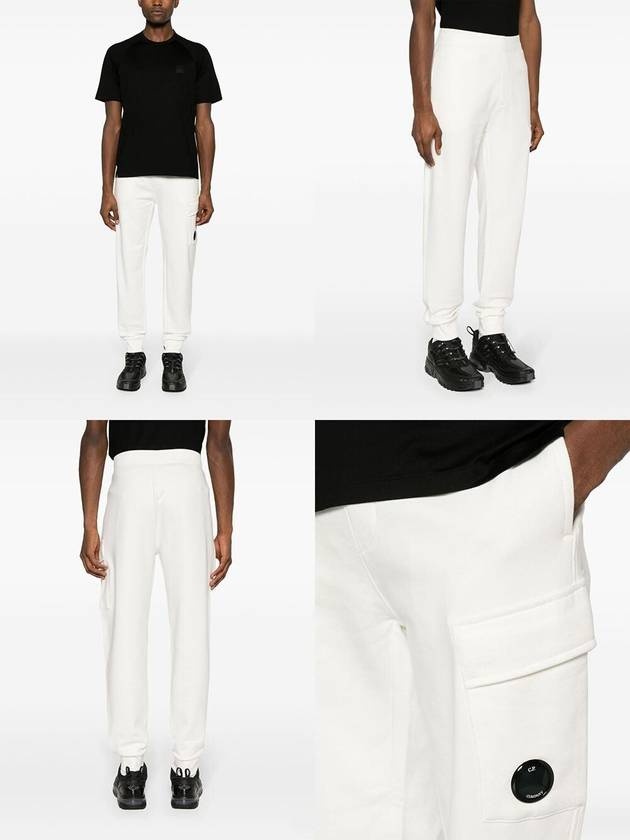 Diagonal Raised Fleece Cargo Track Pants White - 3