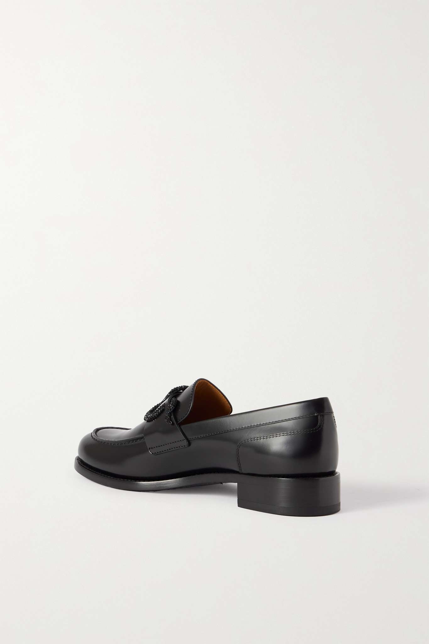 Morgana crystal-embellished leather loafers - 3