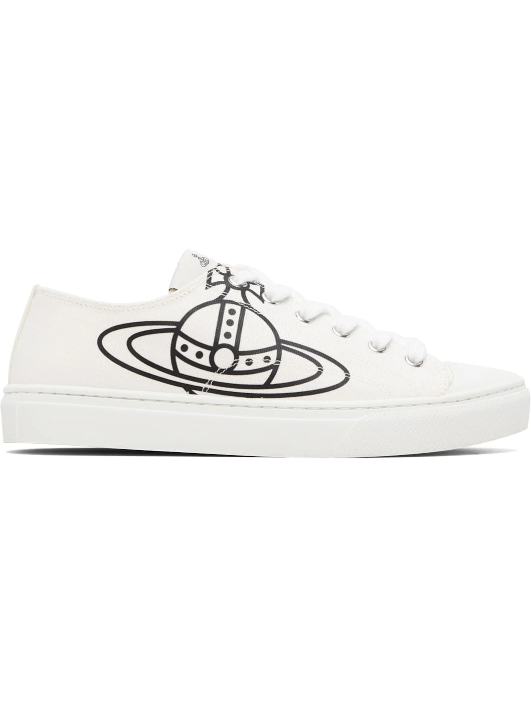 White Low Top Canvas Plimsoll Sneakers - 1