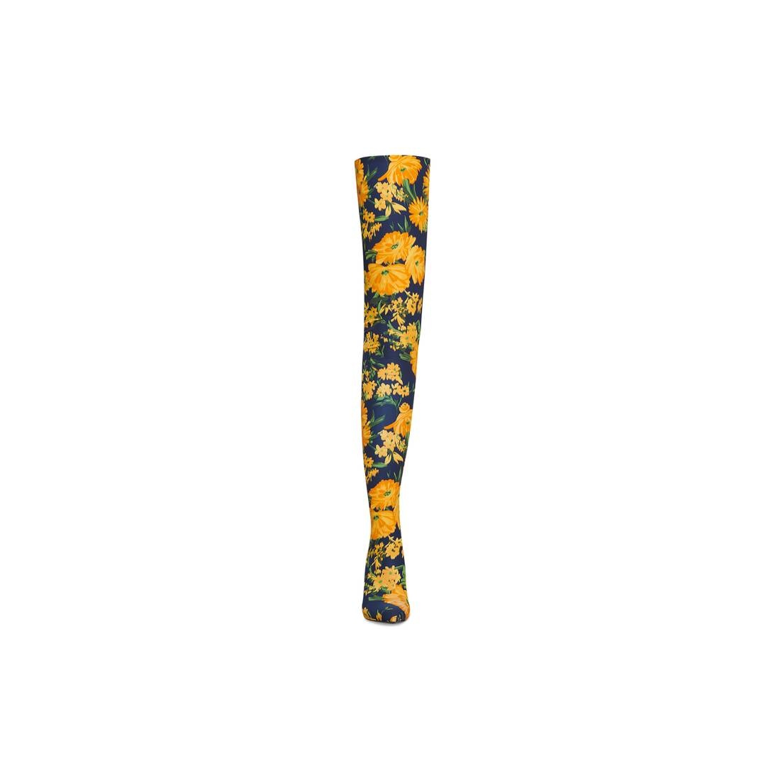 knife 110mm over-the-knee boot yellow bouquet printed - 3