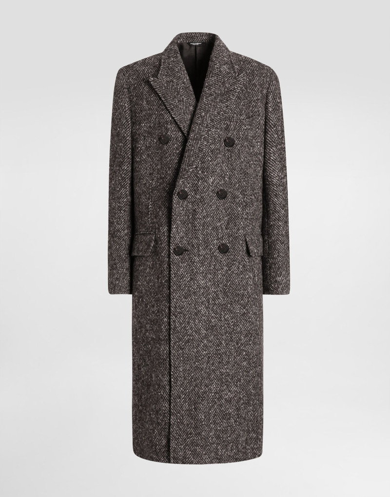Double-breasted herringbone coat 1