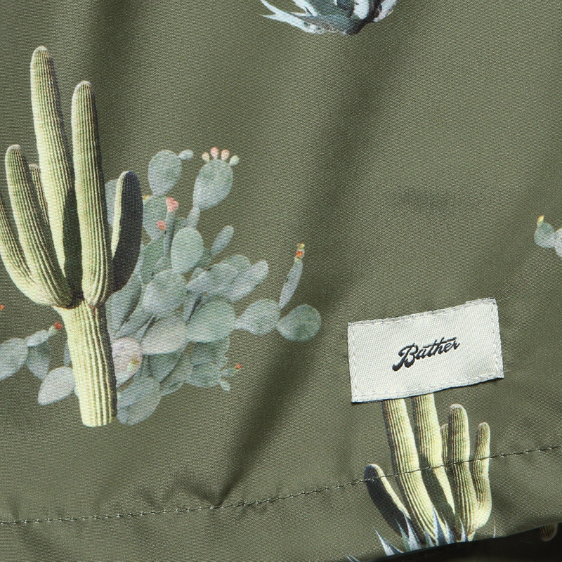 5.5" Cactus Print Swim Trunks - Dark Green 5
