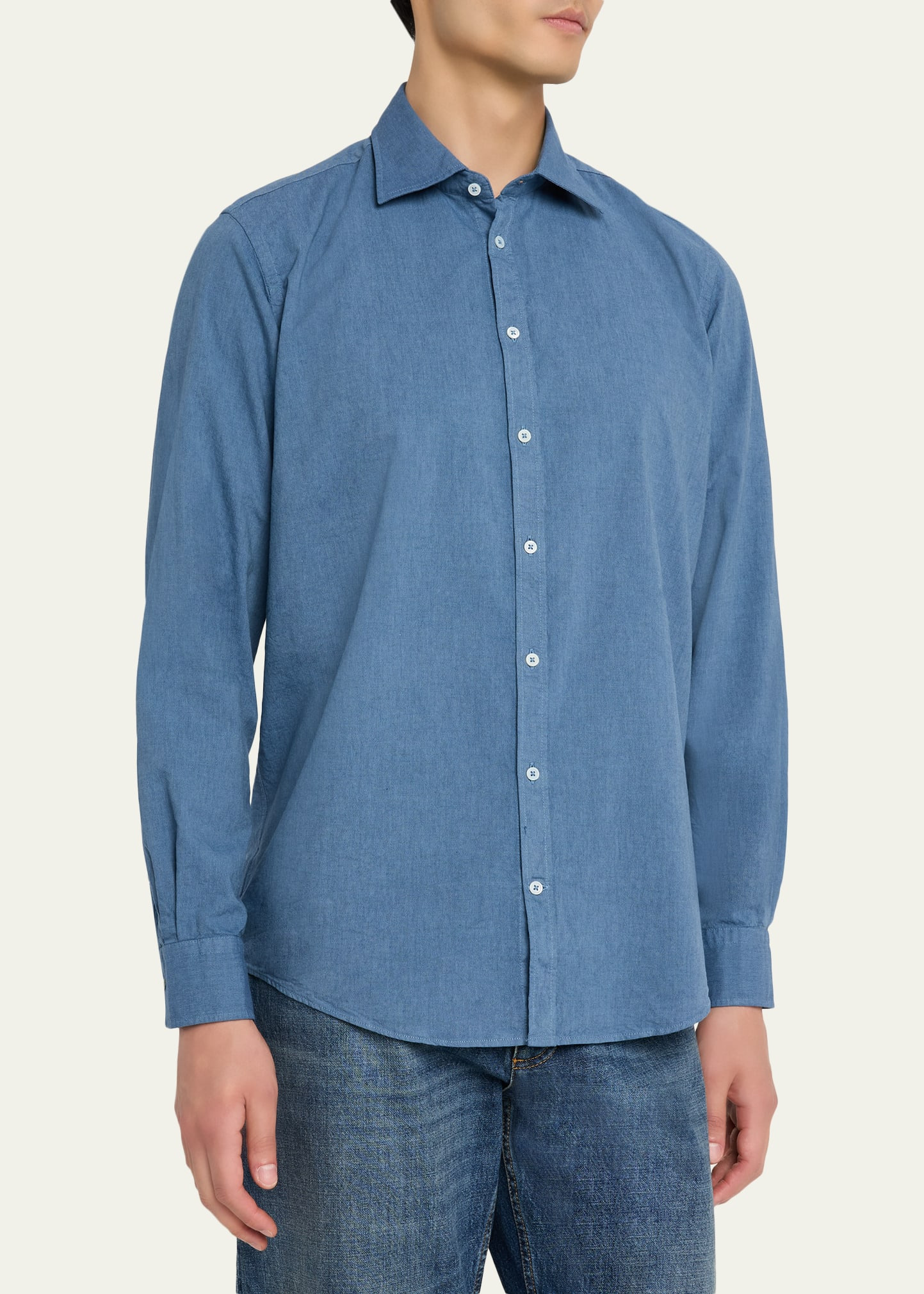 Men's Genova Chambray Watercolor Shirt - 4