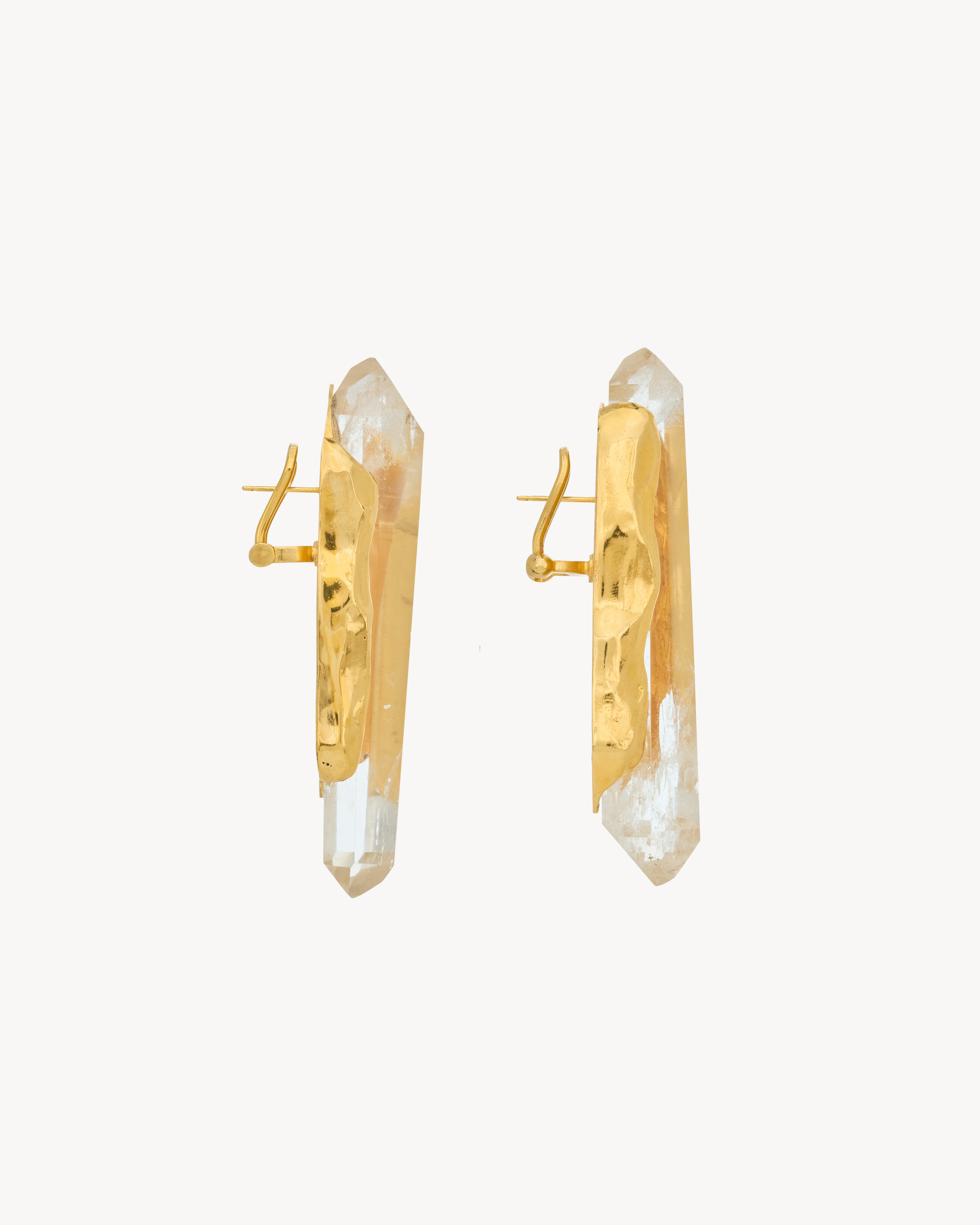 OBELISK EARRINGS IN CRYSTAL ROCK AND METAL - 3