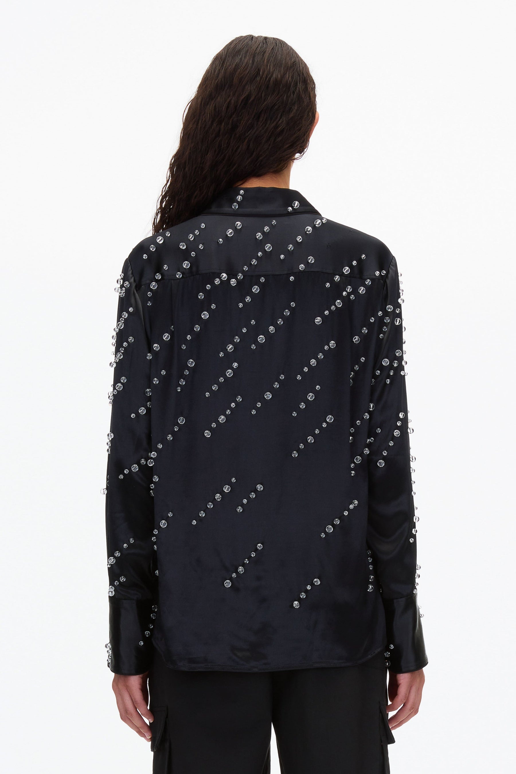 Liquid Satin PJ Shirt with Rainfall Embroidery - 4