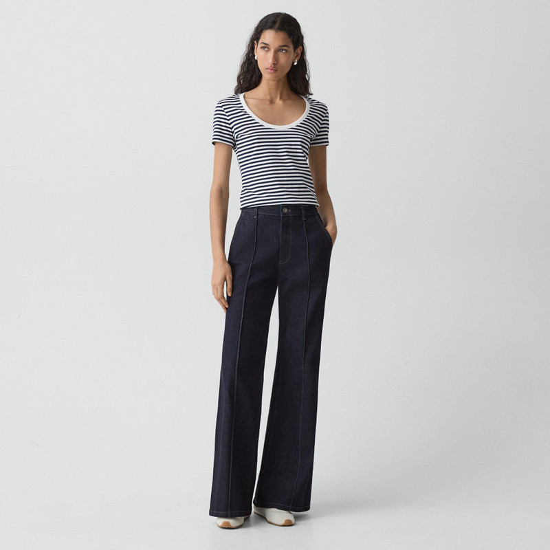 Theory Scoop Neck Tee in Jersey Stripe outlook
