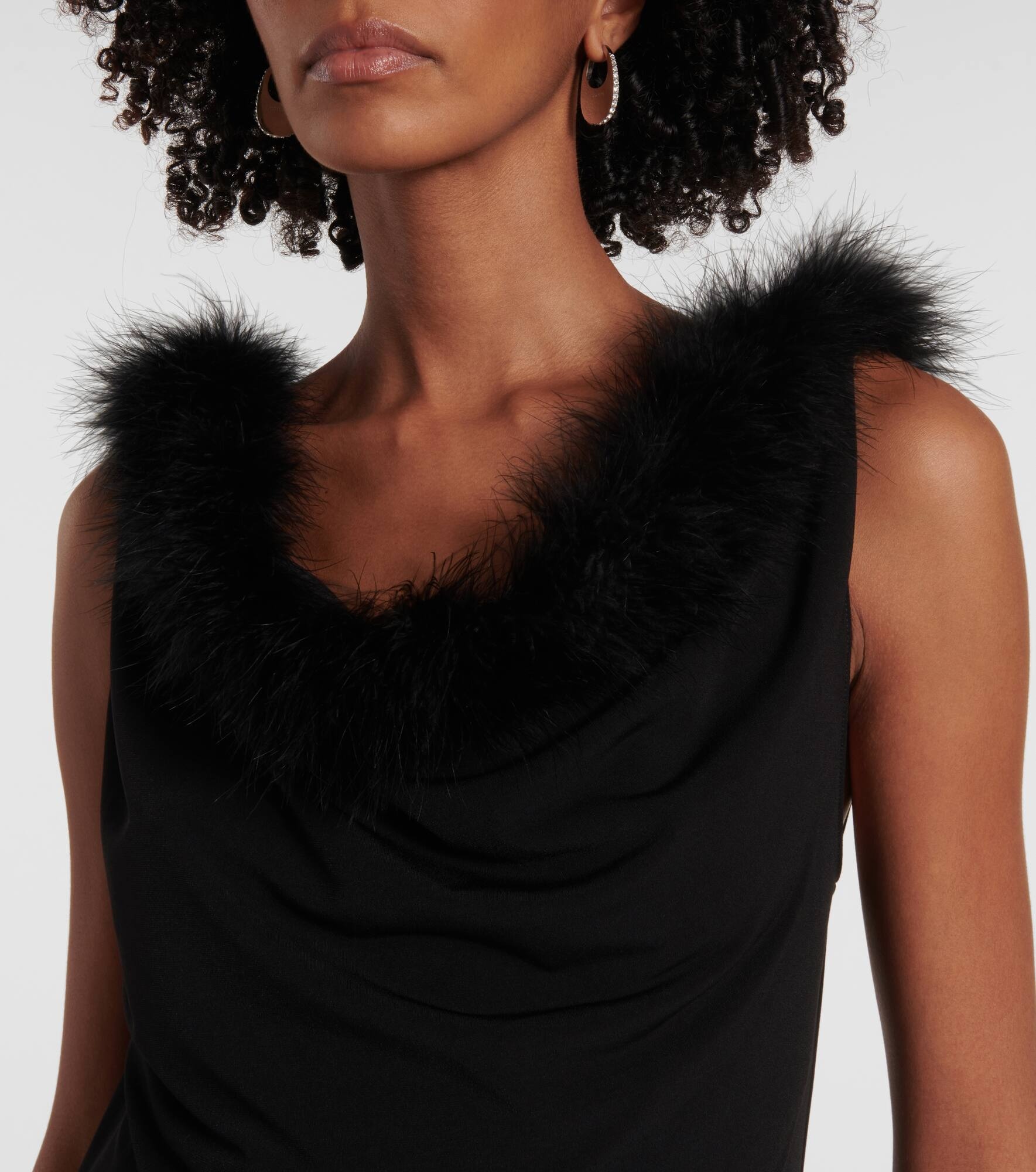 Boa feather-trimmed maxi dress - 4