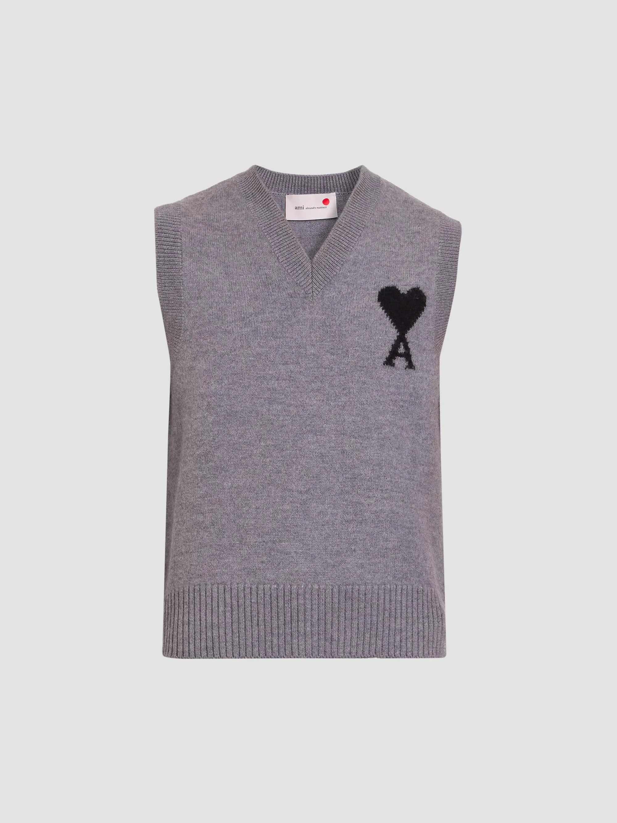 Men's Quota Ami De Coeur Logo Knit Vest - Gris Cendre Chine - 1