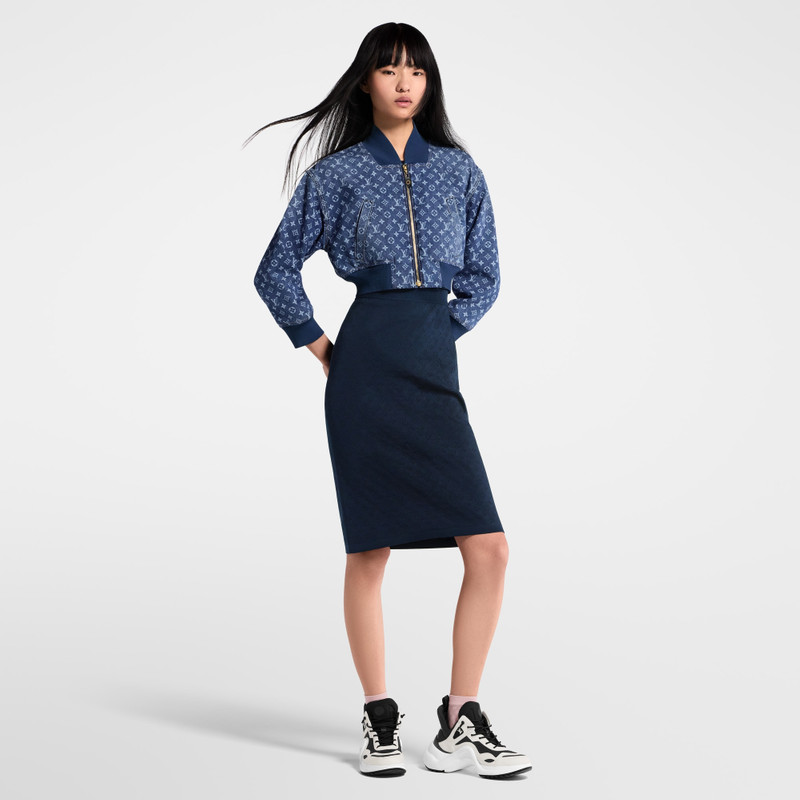 Louis Vuitton Cropped Monogram Denim Bomber Jacket outlook