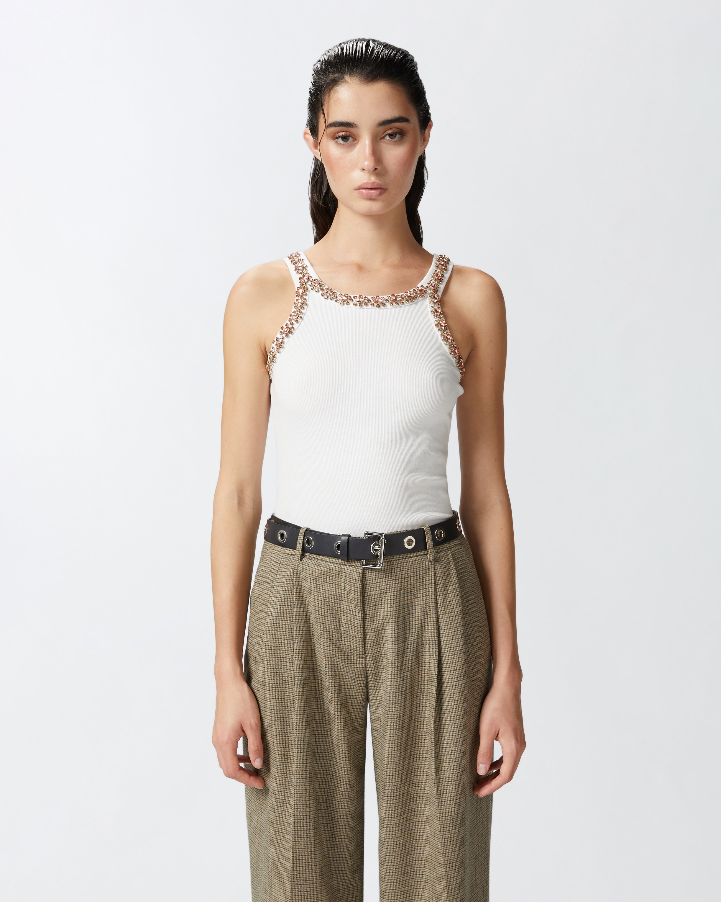 WIDE-LEG CHECK FLANNEL TROUSERS - 3