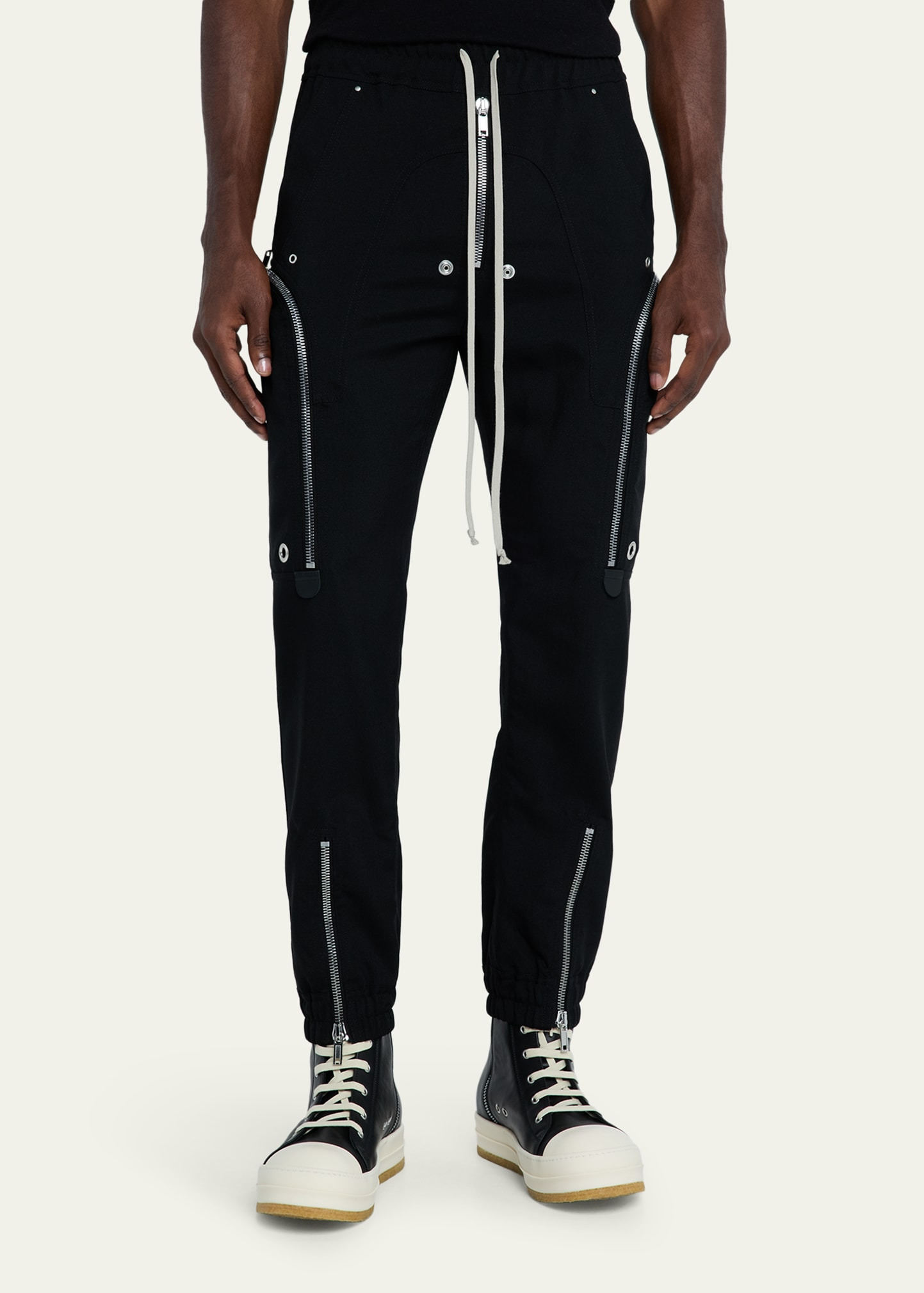 Men's Zipped Wool Drawstring Pants - 4