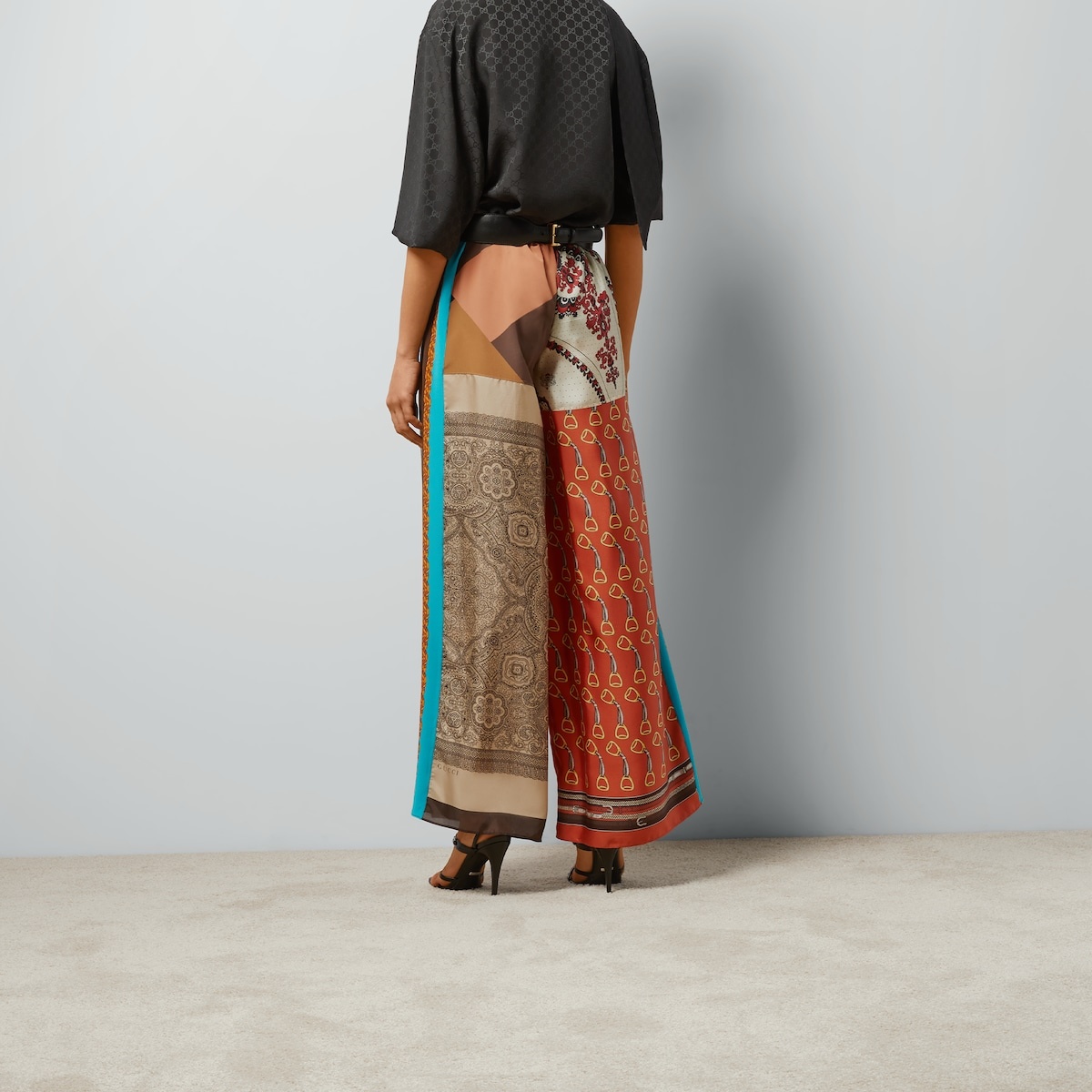 Heritage patchwork print silk pant