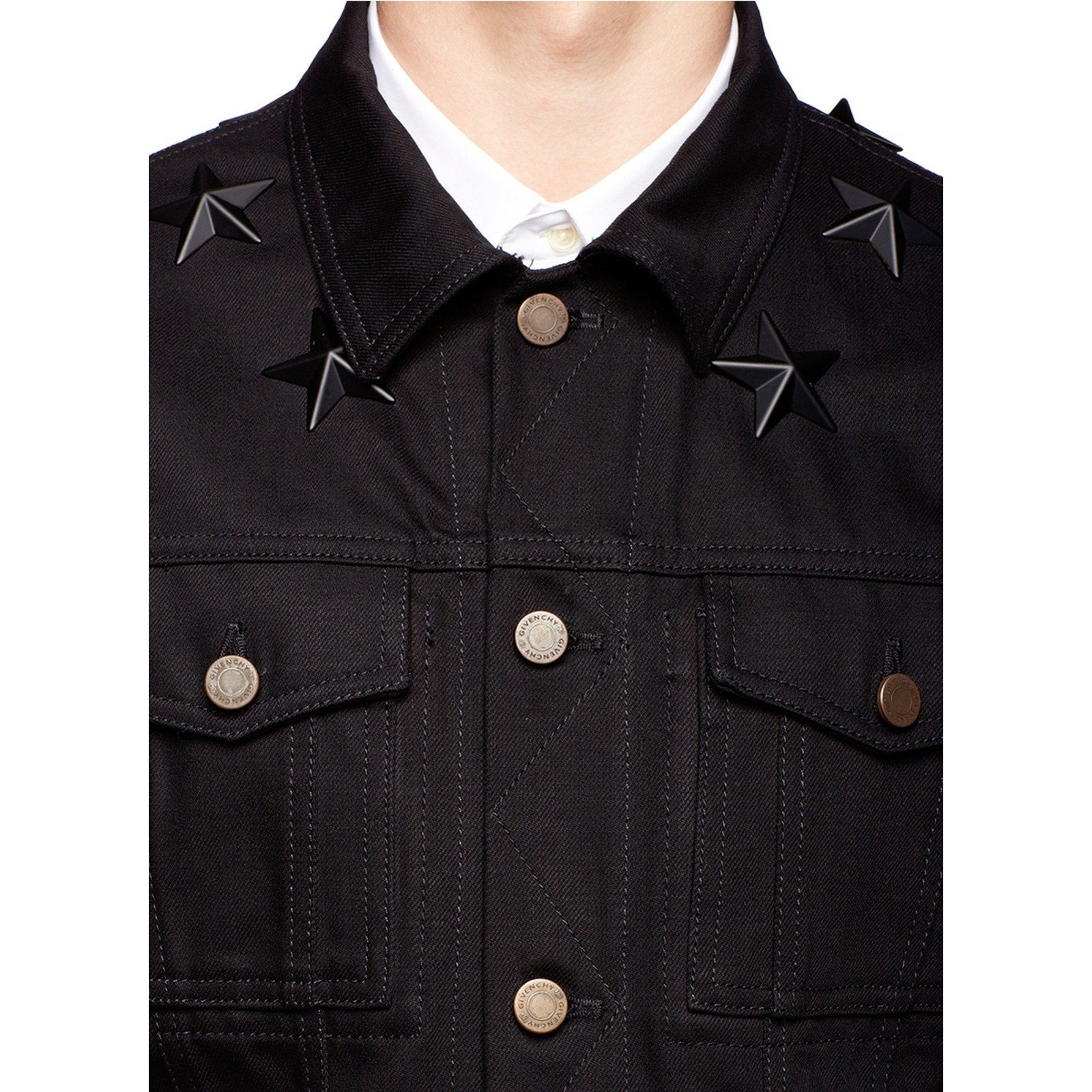 Givenchy Star-Studded Denim Jacket - Black - 3