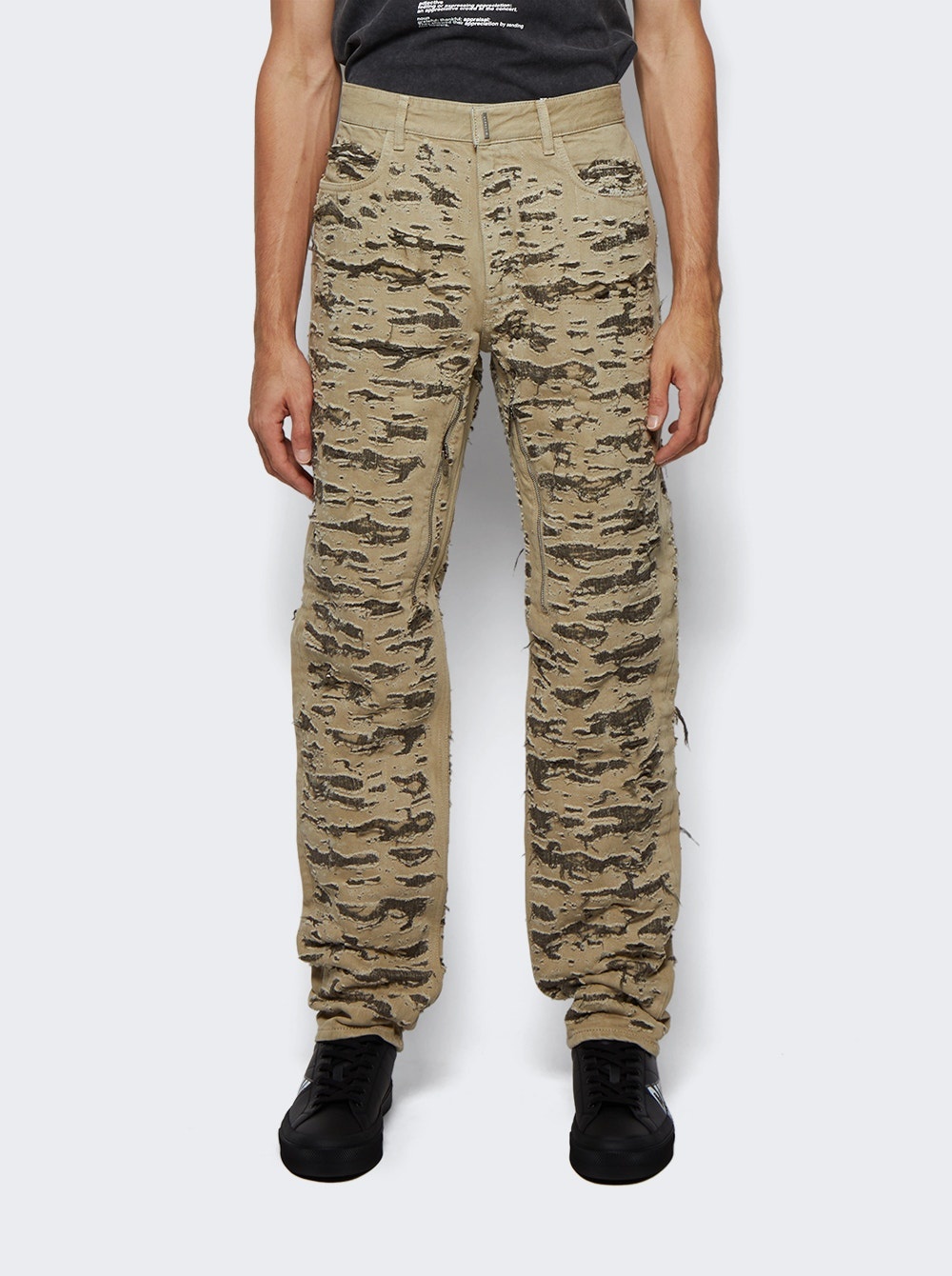 Zipped Slim Fit Denim Trousers Dark Brown - 3