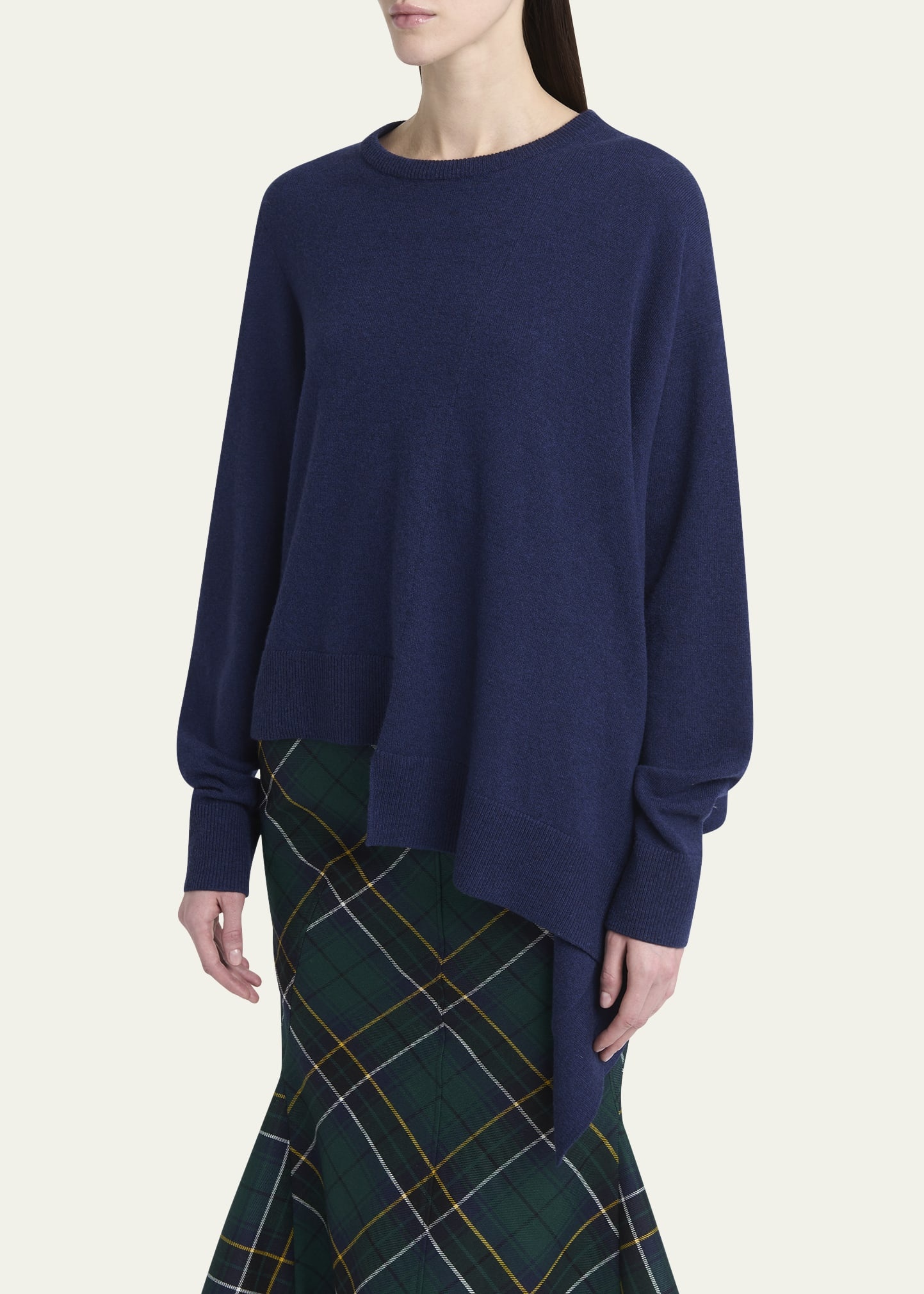 Asymmetric Hem Cashmere-Wool Sweater - 4