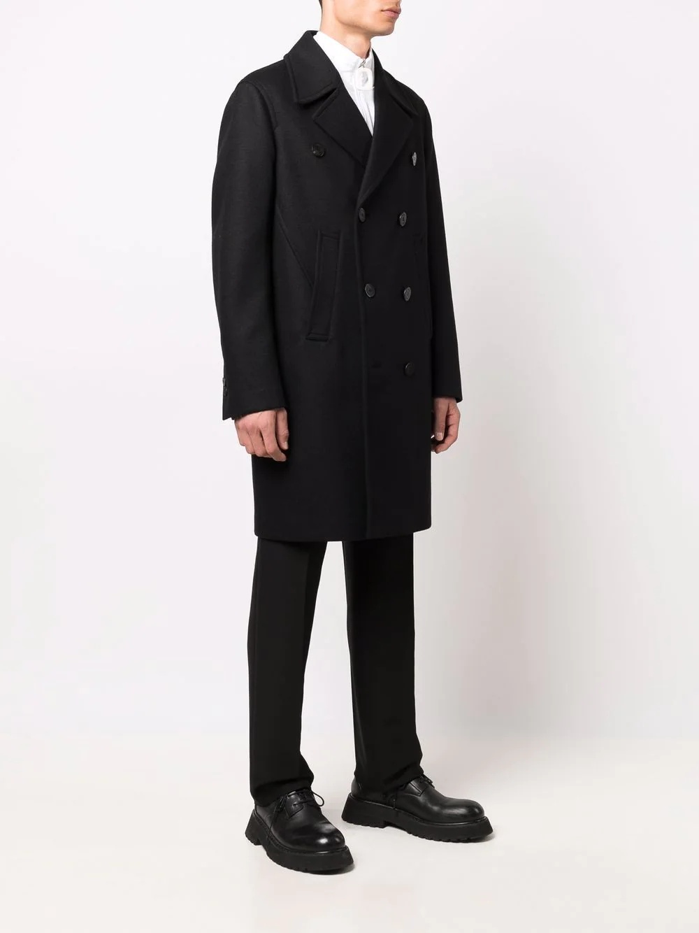 notched-lapels double-breasted coat - 3