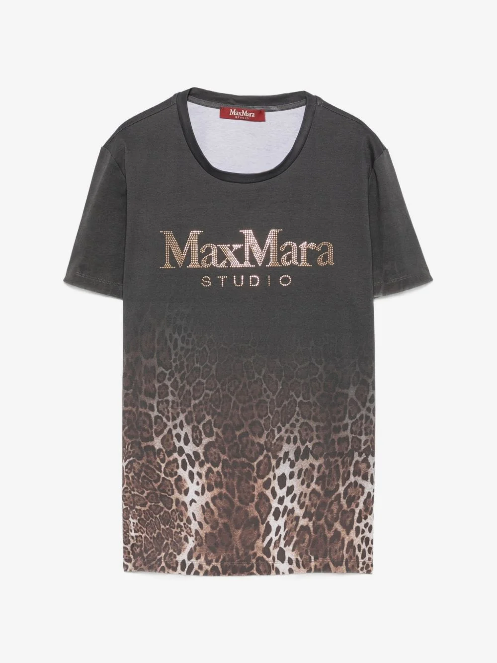 Quieto leopard-print rhinestone-logo T-shirt - 1