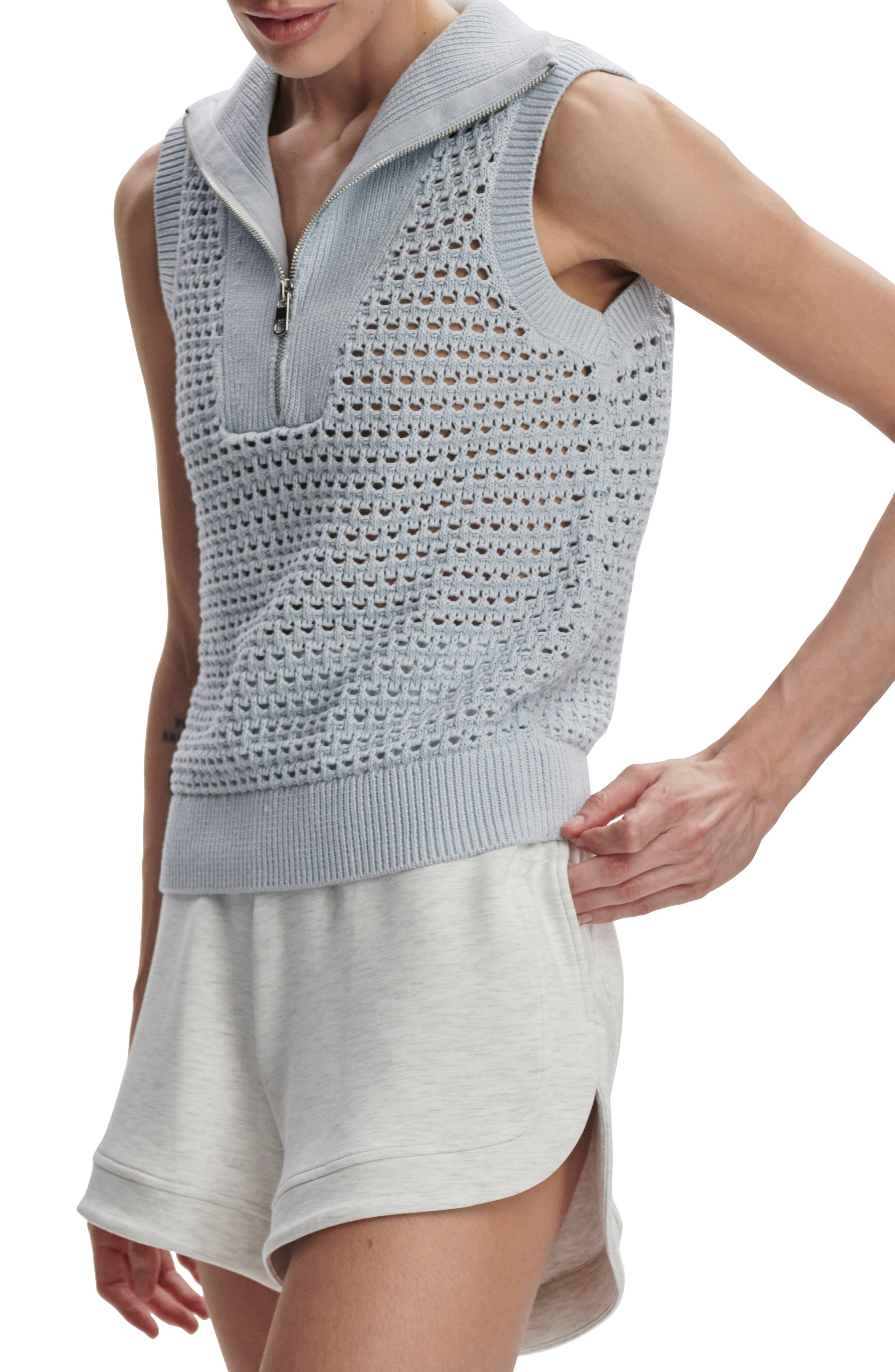 Varley Bains Half Zip Sweater Tank in Plein Blue at Nordstrom - 3