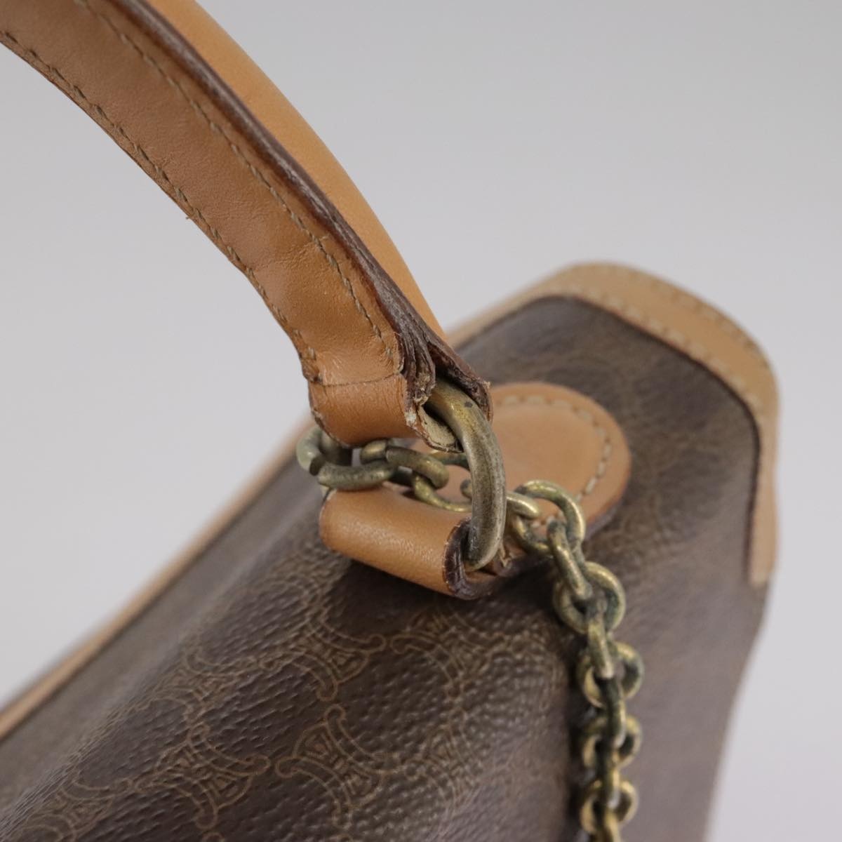 CELINE Macadam Canvas Hand Bag Pvc Leather Brown - 9