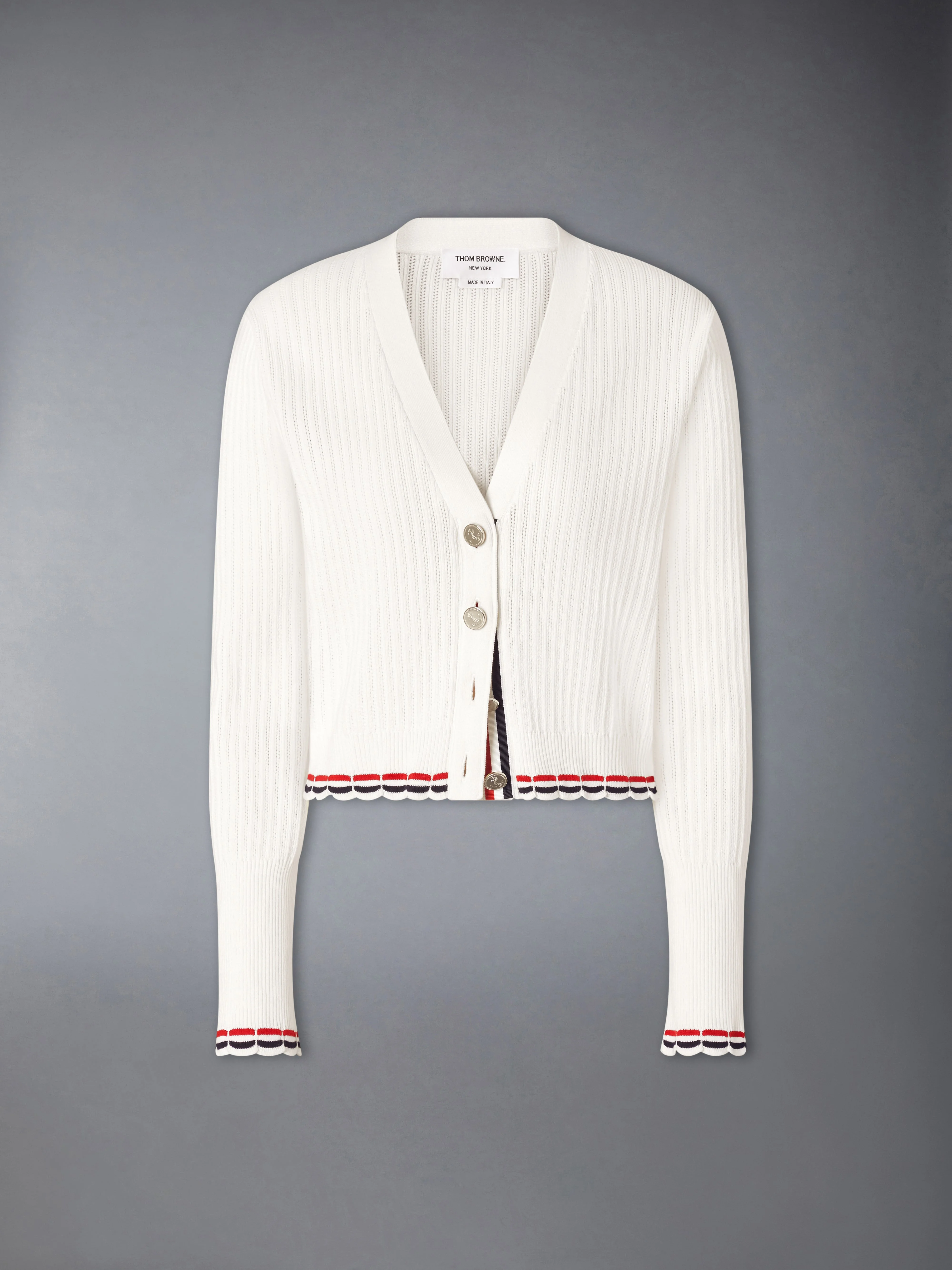 POINTELLE RIB STITCH CARDIGAN - 1