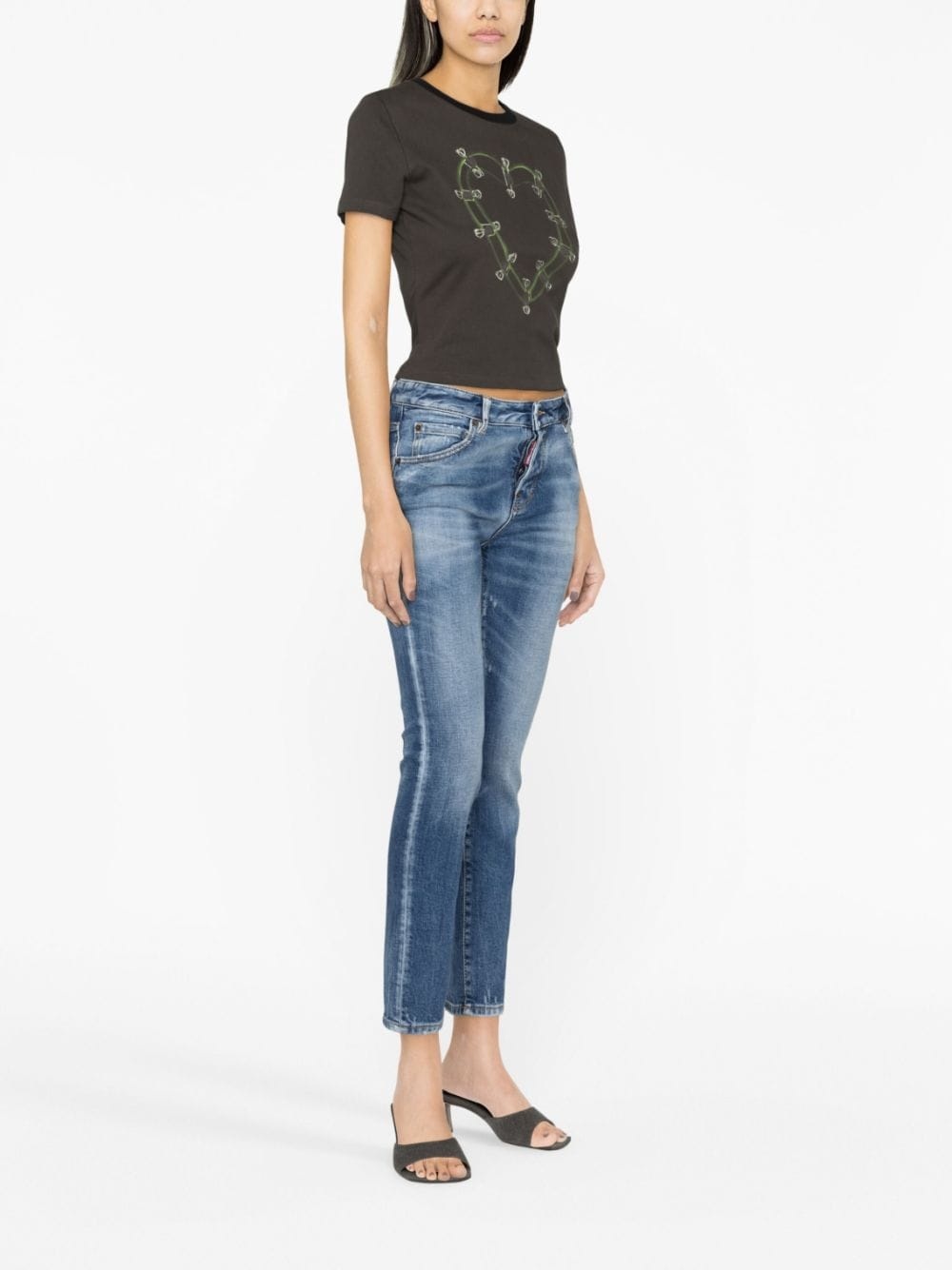 logo-patch tapered jeans - 3