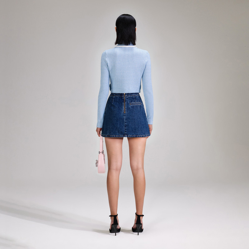 self-portrait Blue Lurex Knitted Cardigan outlook