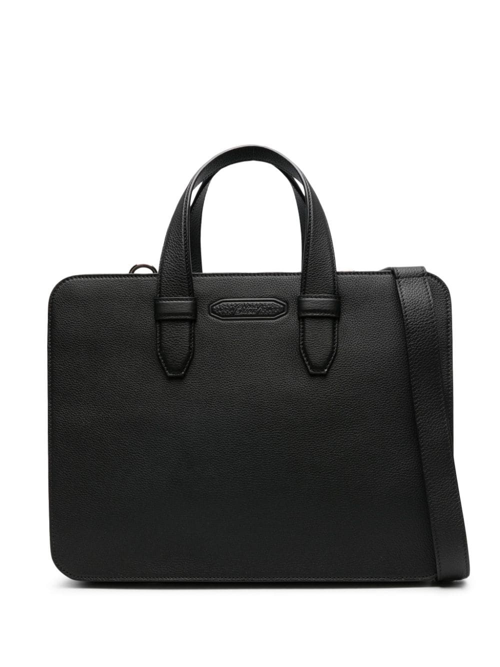 logo-embossed leather briefcase - 1