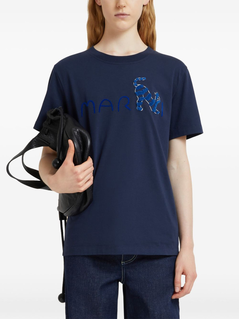 Marni flocked logo animal T-shirt outlook