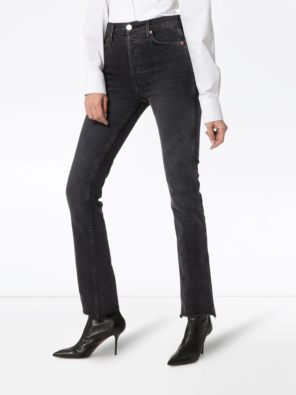 stovepipe raw hem jeans - 3