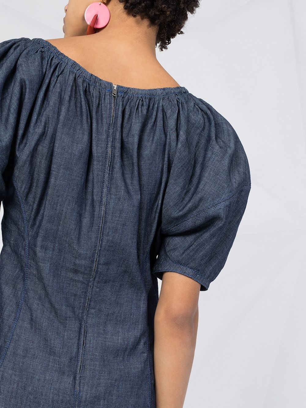 puffed sleeves denim blouse - 5