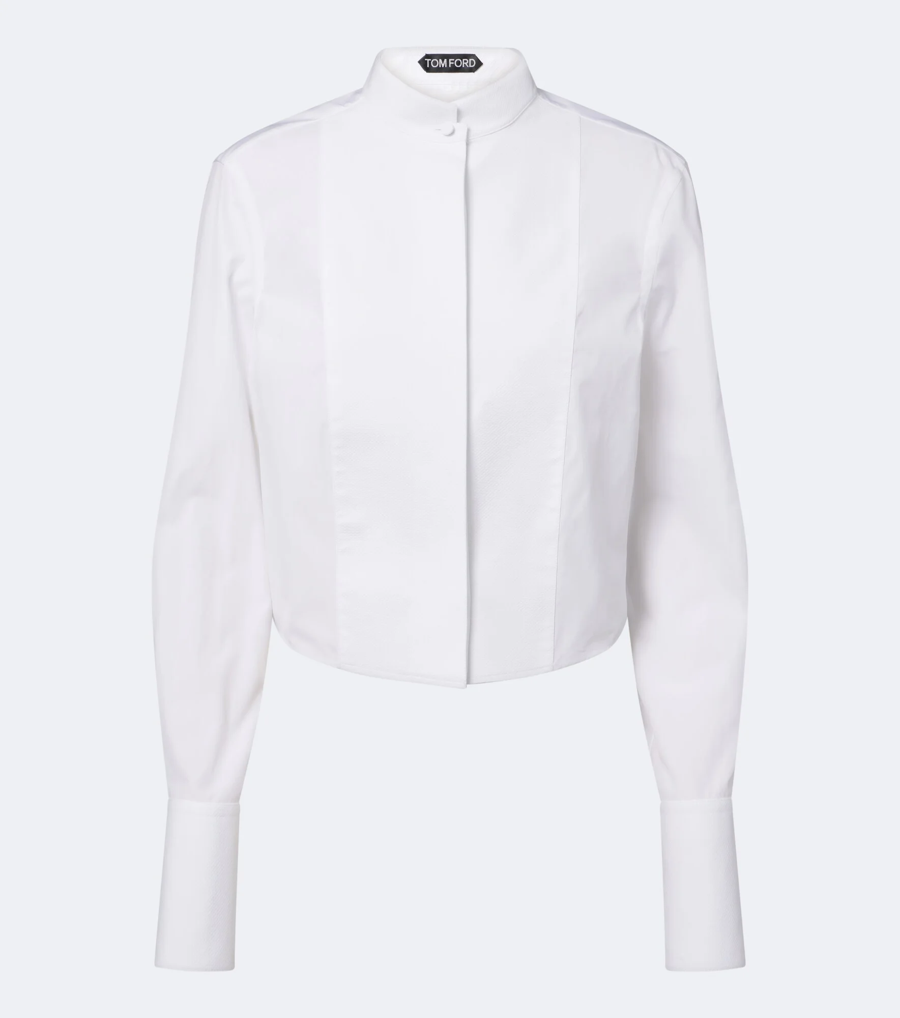 Cropped cotton poplin tuxedo shirt - 1