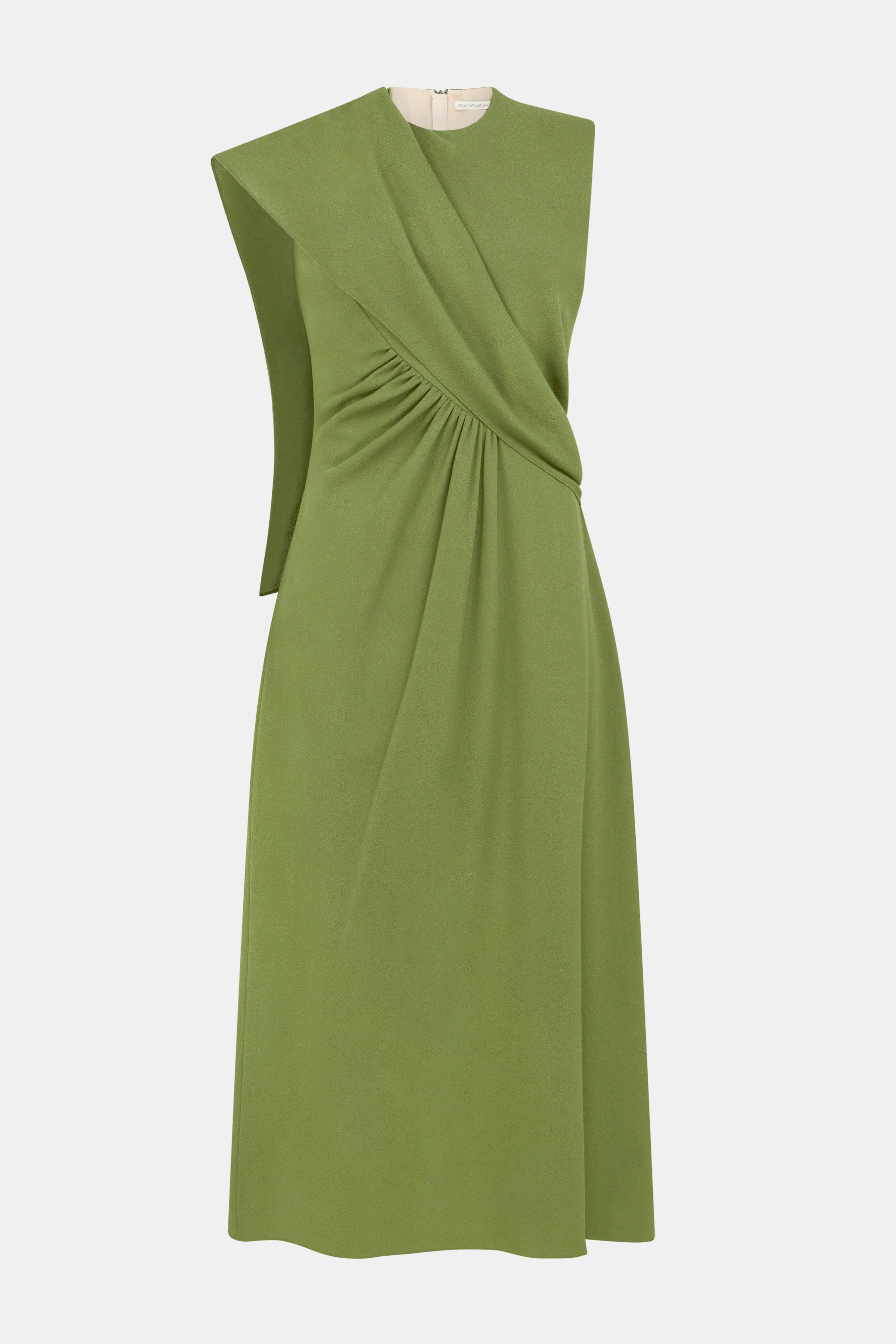 Tidus Dress In Olive Single Wool Crepe - 1