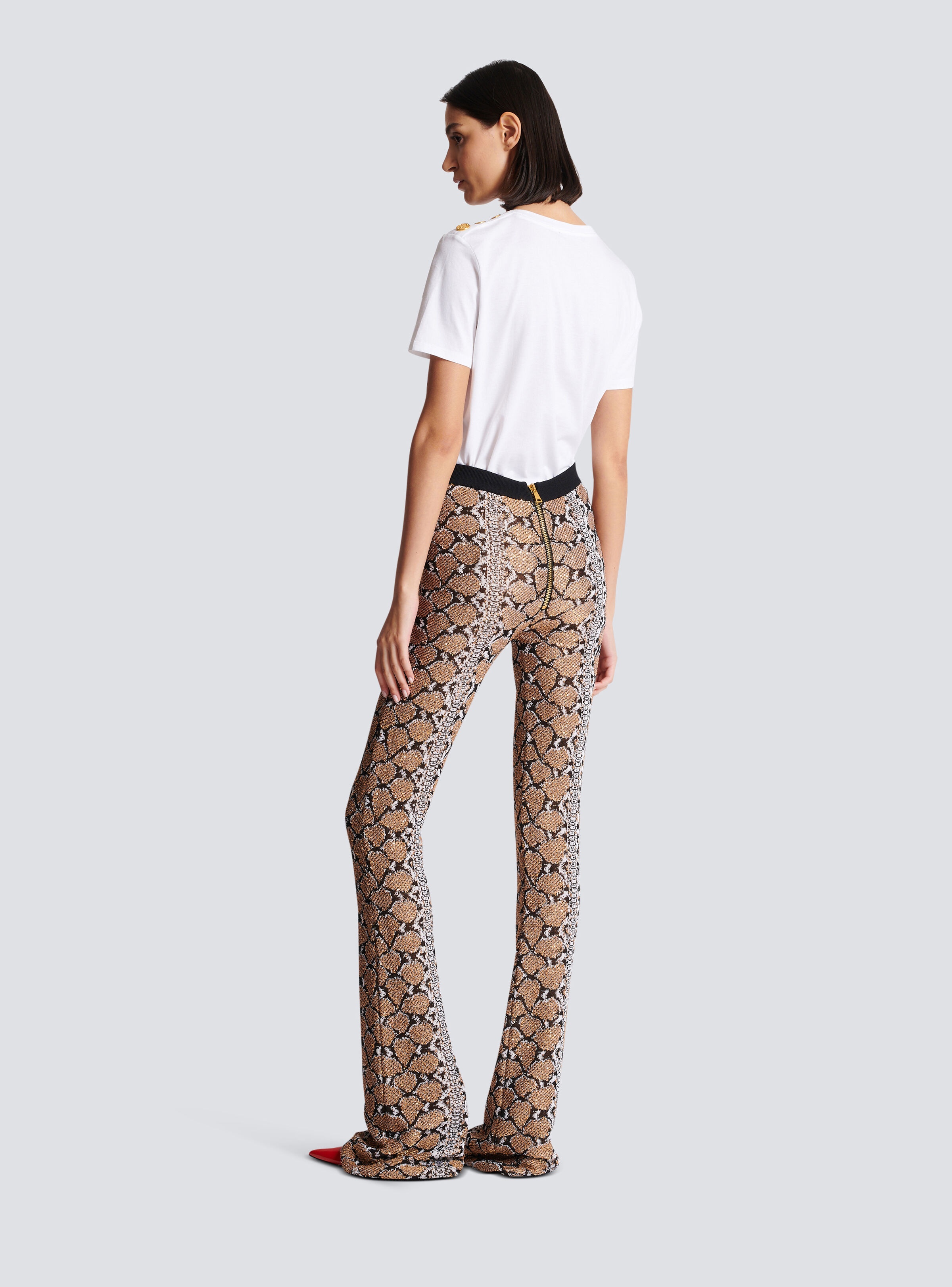 Snakeskin knit trousers - 4